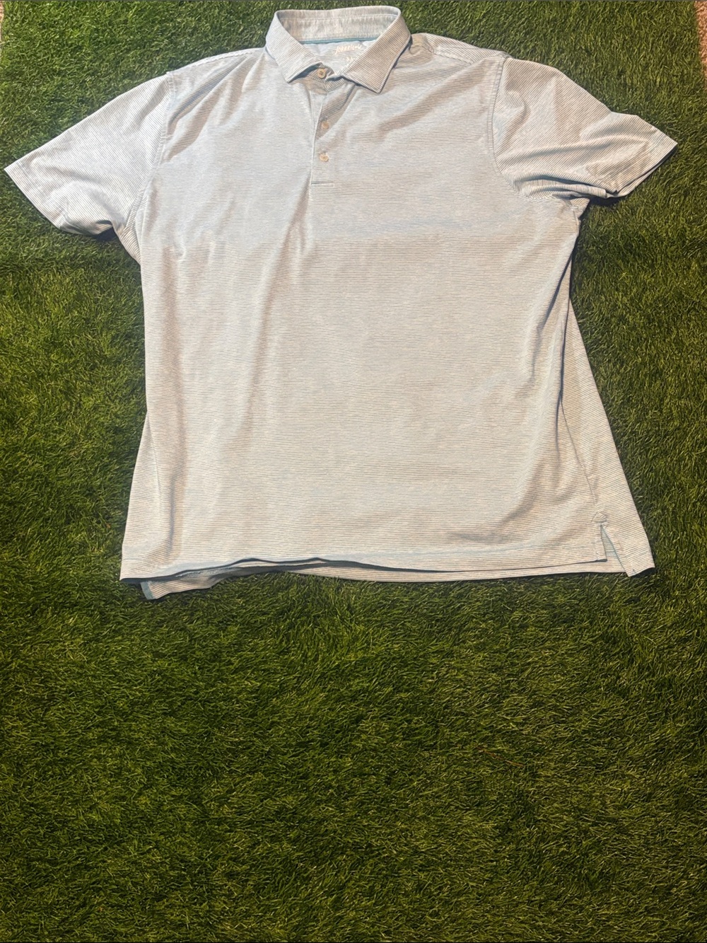 Johnnie-O Light Blue Striped Men's Polo Shirt XL